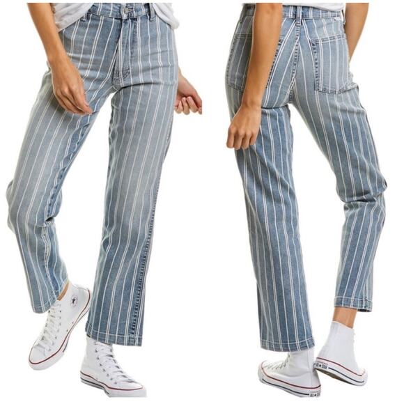Boyish Jeans Womens 26 Blue Carter Striped They Made Me a Criminal Cotton Blend - Picture 1 of 15